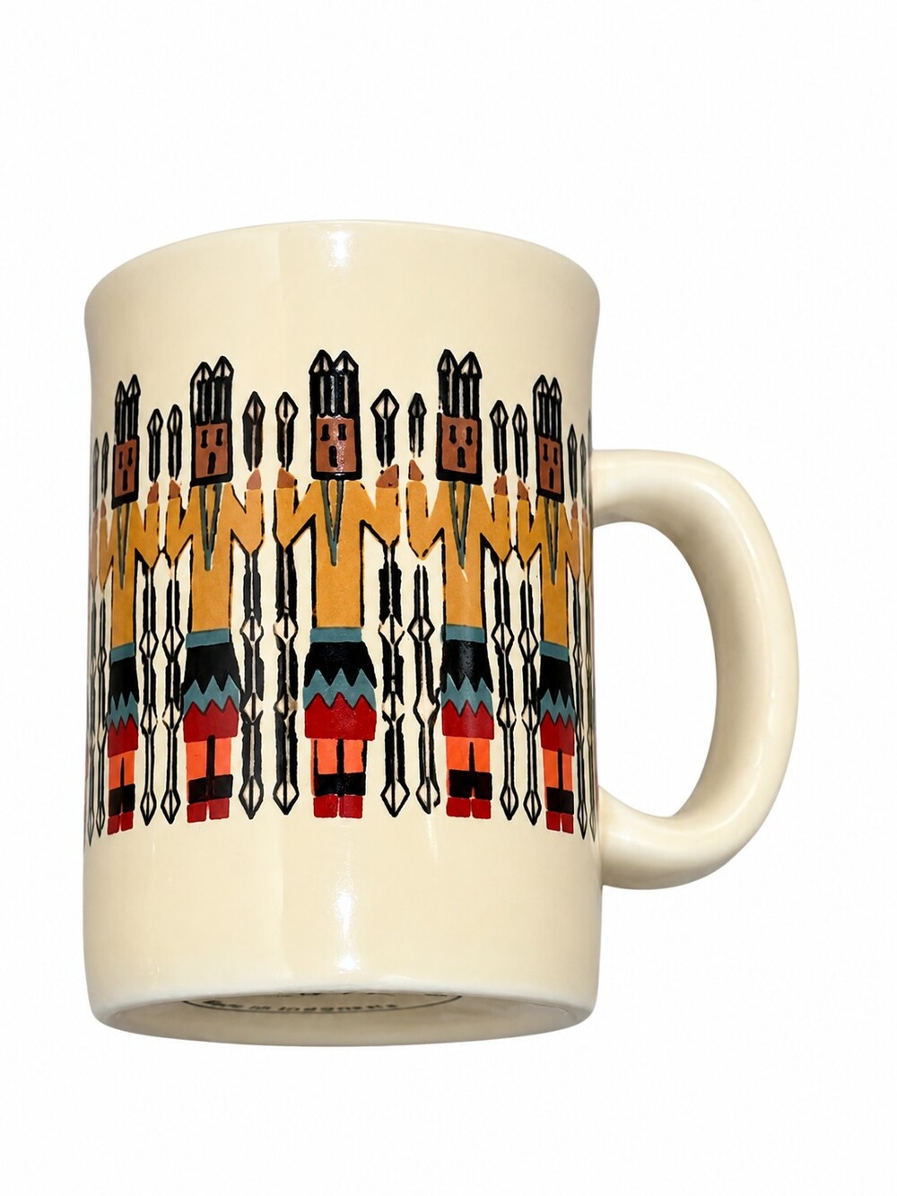 Vintage Indian Dancers Ceramic Coffee Mug Folk Art